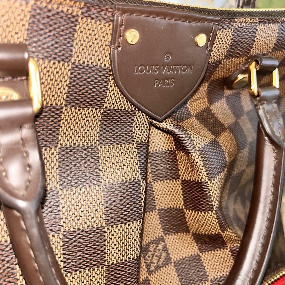 LOUIS VUITTON Damier Ebene Siena Tote & Matching Wallet Set Women's Purse - Picture 3 of 17